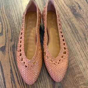 Sezane Anya Low Ballerinas Woven Leather Flats - Brown